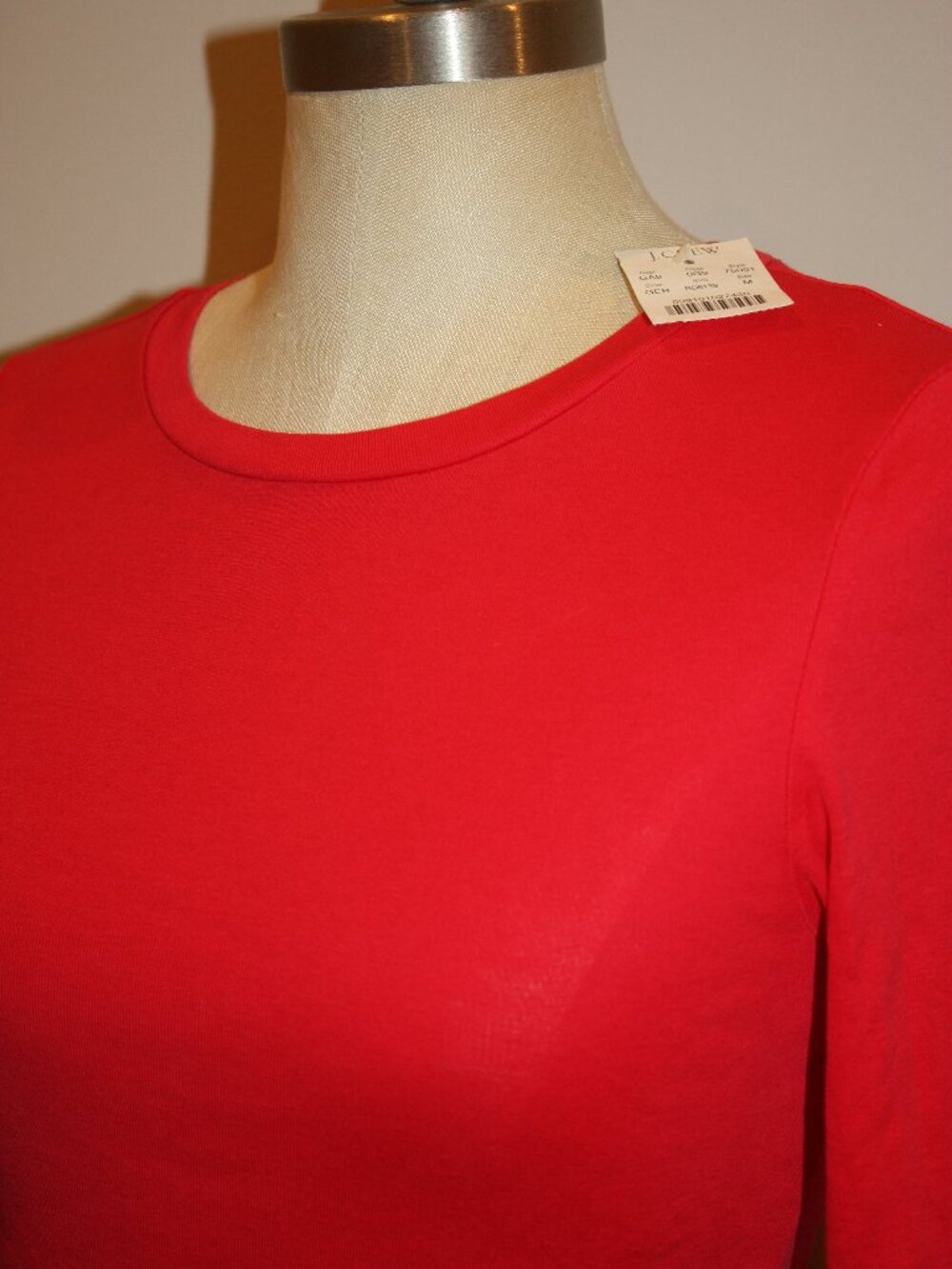 NWT J.CREW FITTED TEE LONG SLEEVE RED COTTON T-SHIRT TOP - MEDIUM 2 4 6